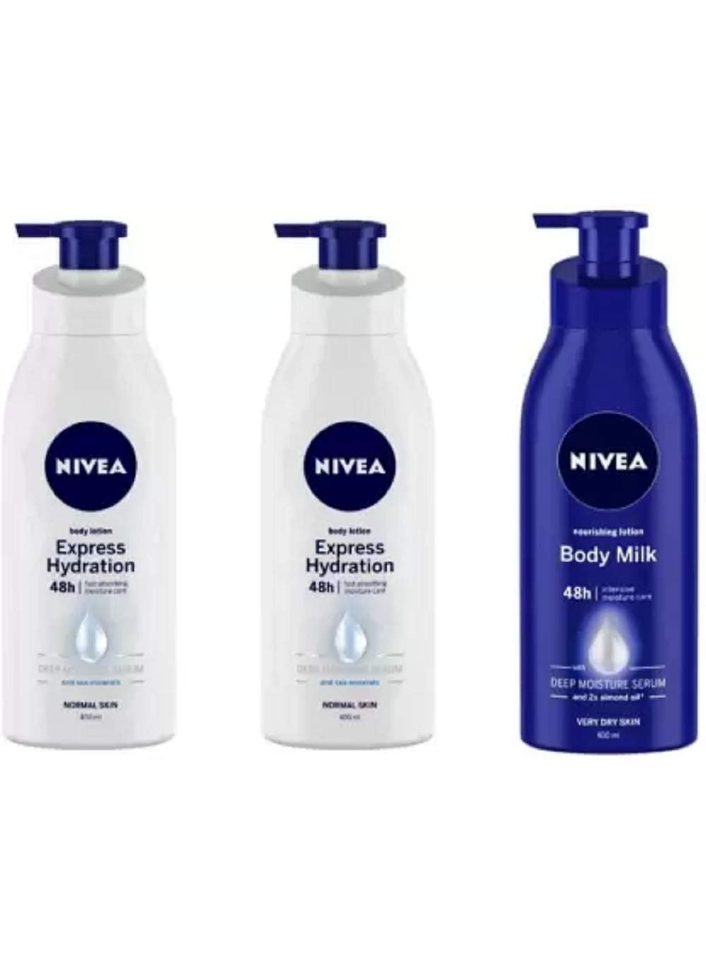 Nivea Express Hydration & Body Milk Body Lotion 400 ml (Pack of 3) (1200 ml)